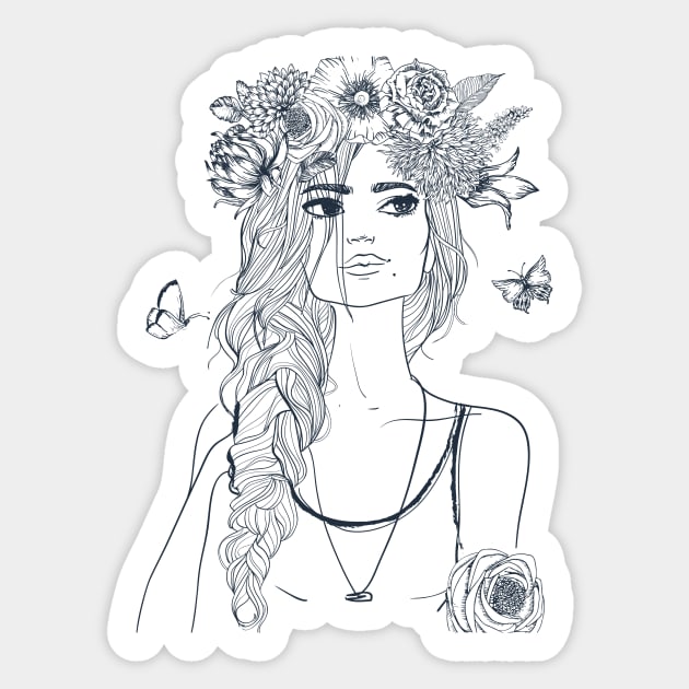 Floral Hair 2 Sticker by EveFarb